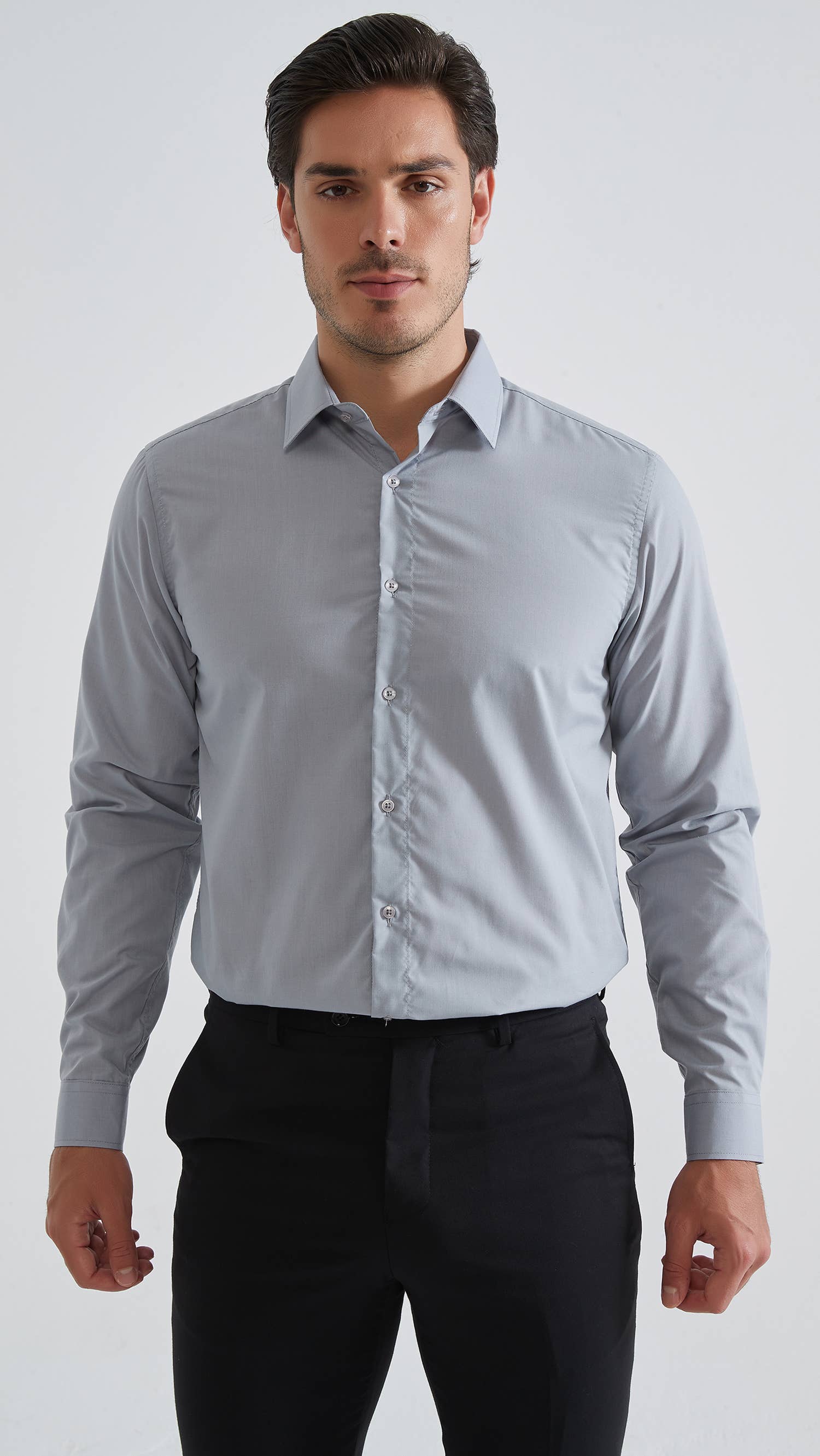 Camicia comfort grigia facile da stirare