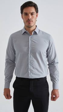 Camicia comfort grigia facile da stirare