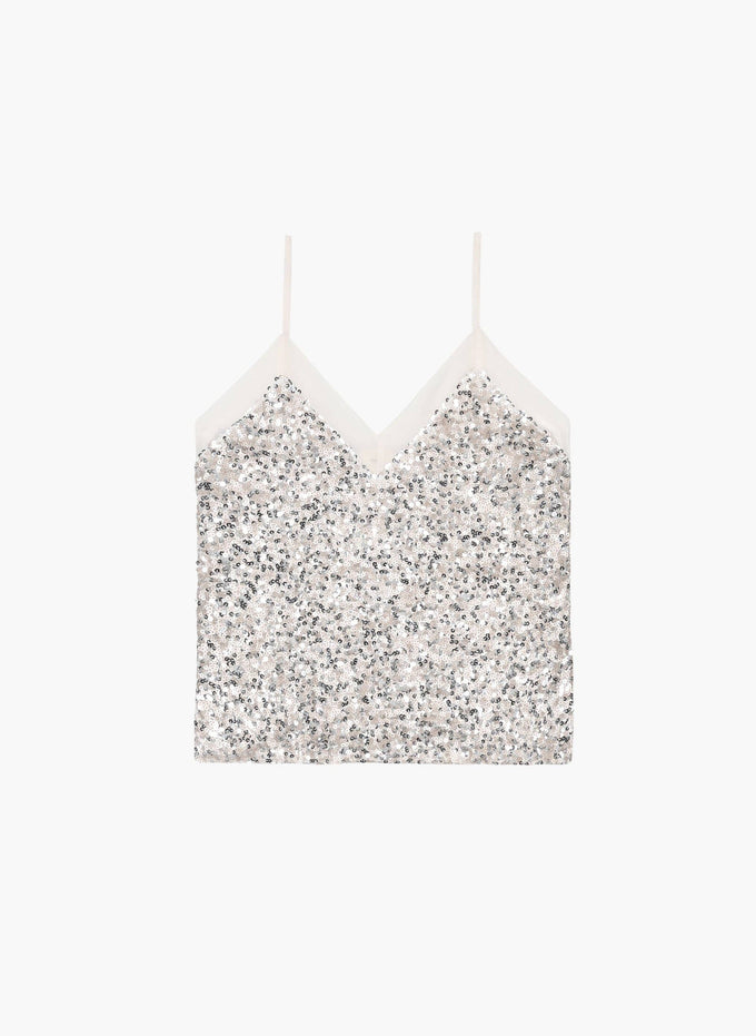 Canotta Adonisa con paillettes e scollo a V