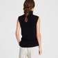 Top smanicato a collo alto in cotone organico nero