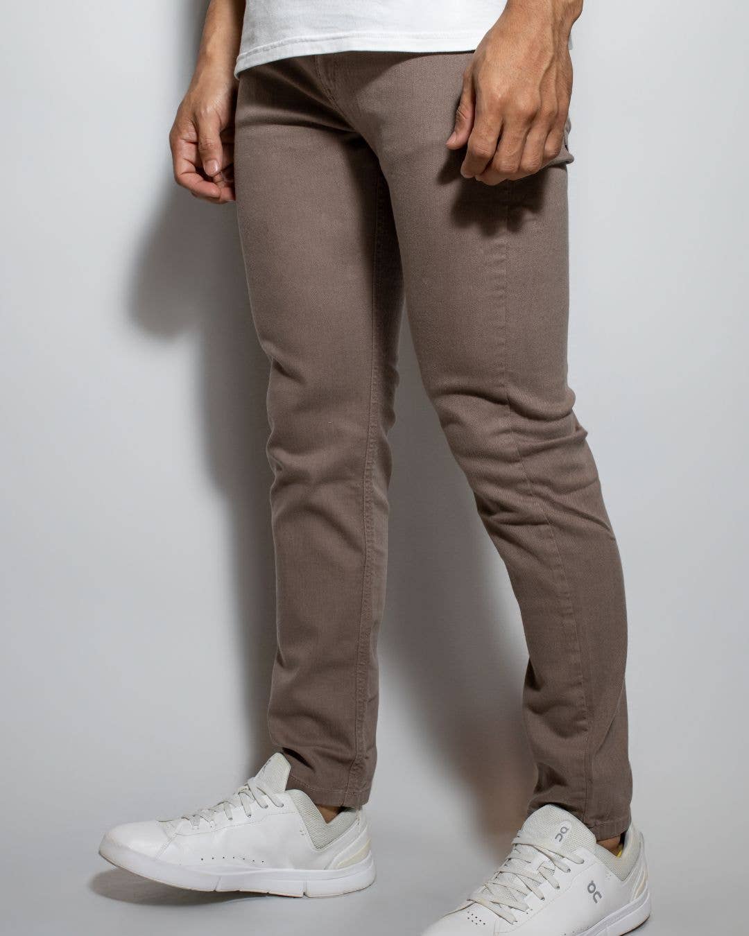 Pantaloni Drill Marroni Stretch Uomo