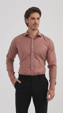 Camicia in bambù terracotta slim fit