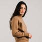 Maglione dolcevita corto in misto cashmere con polsini risvoltati