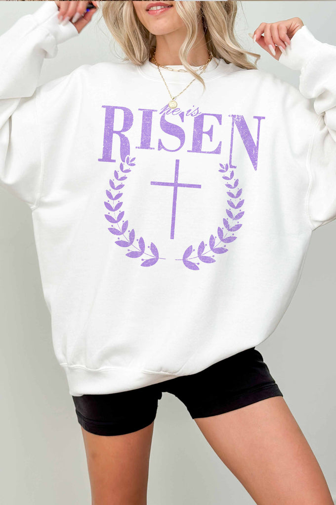 Felpa oversize grafica “He Is Risen”