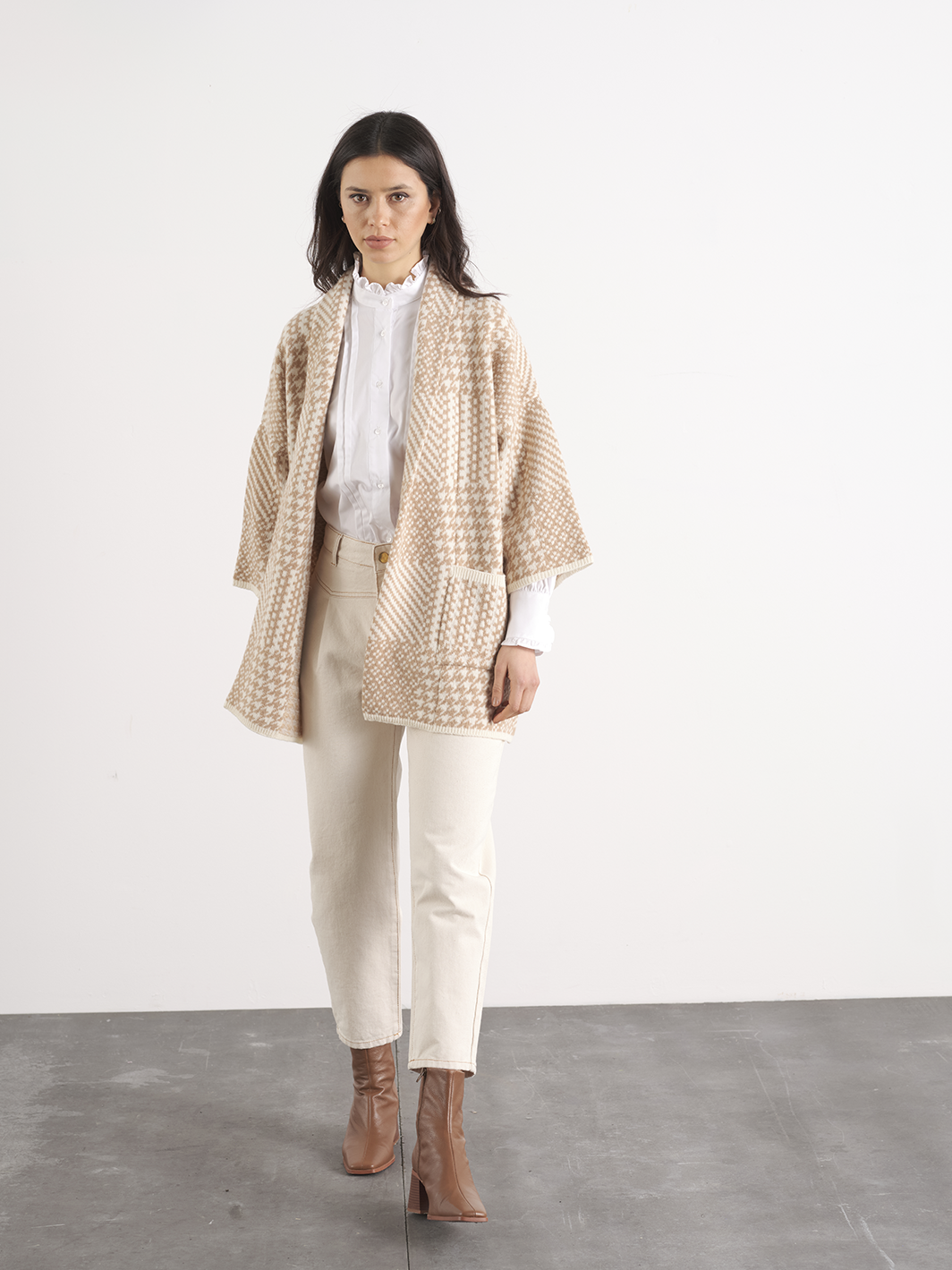 Giacca cardigan in maglia jacquard con tasche