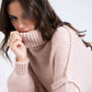 Maglione dolcevita oversize color polvere Lejoko
