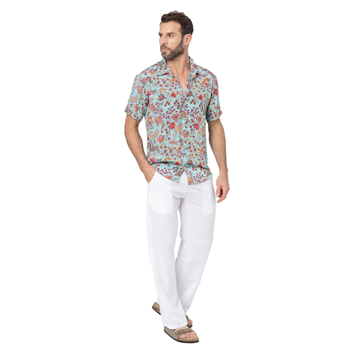 Camicia estiva a maniche corte floreale