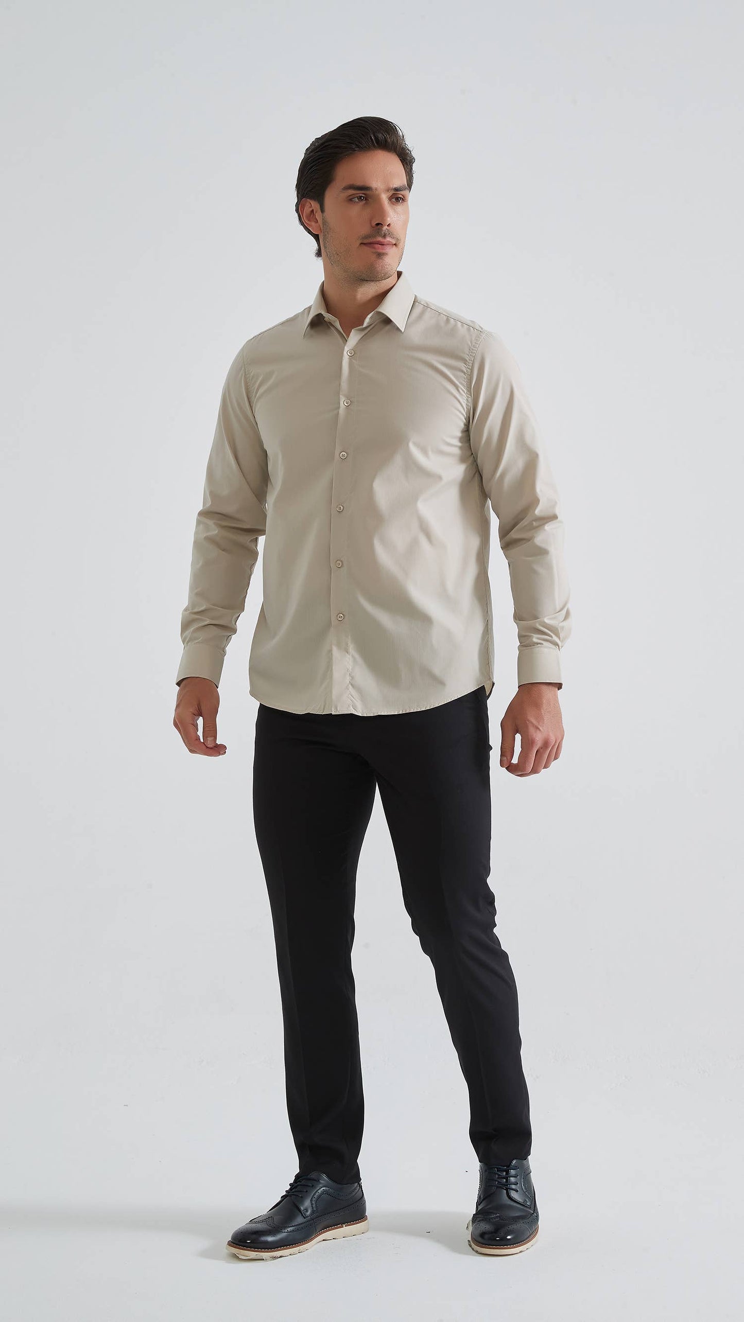 Camicia beige comfort fit da uomo