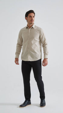 Camicia beige comfort fit da uomo