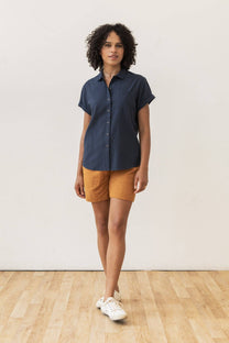 Camicia Bea in seersucker blu navy