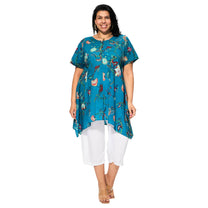 Tunica estiva boho in voile di cotone con maniche corte