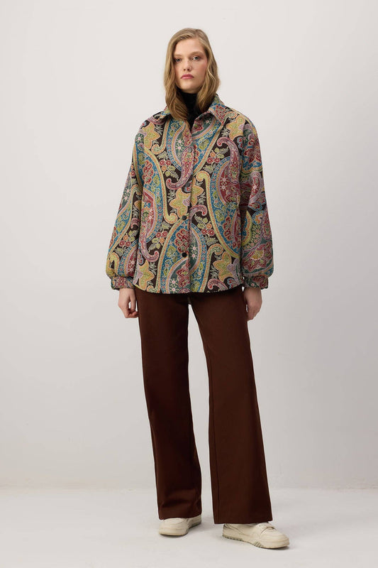 Giacca bomber fantasia paisley multicolor