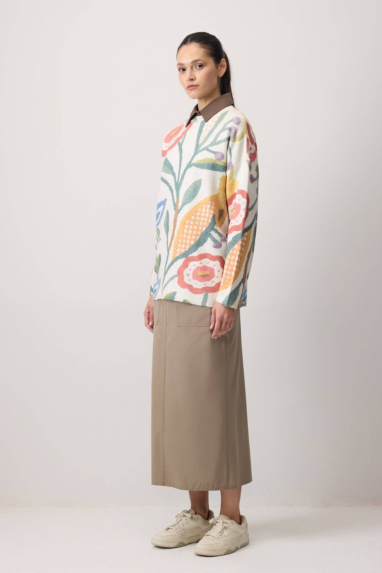 Maglione in maglia con motivo floreale