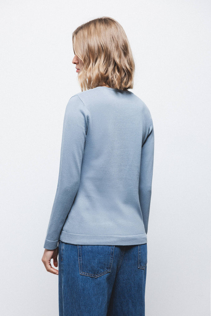 Maglione in maglia rasata con scollo a V