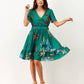 Abito corto boho floreale verde
