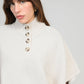 Maglione poncho Venti écru con collo a lupetto