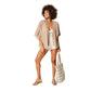 Kimono estivo boho a maniche corte in cotone beige