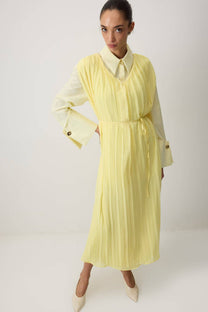 Abito lungo in chiffon plissé