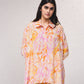Vestito corto oversize in satin con stampa