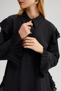 Tunica in chiffon nera con volant
