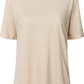 T-shirt in lino a maniche corte girocollo grigio antico
