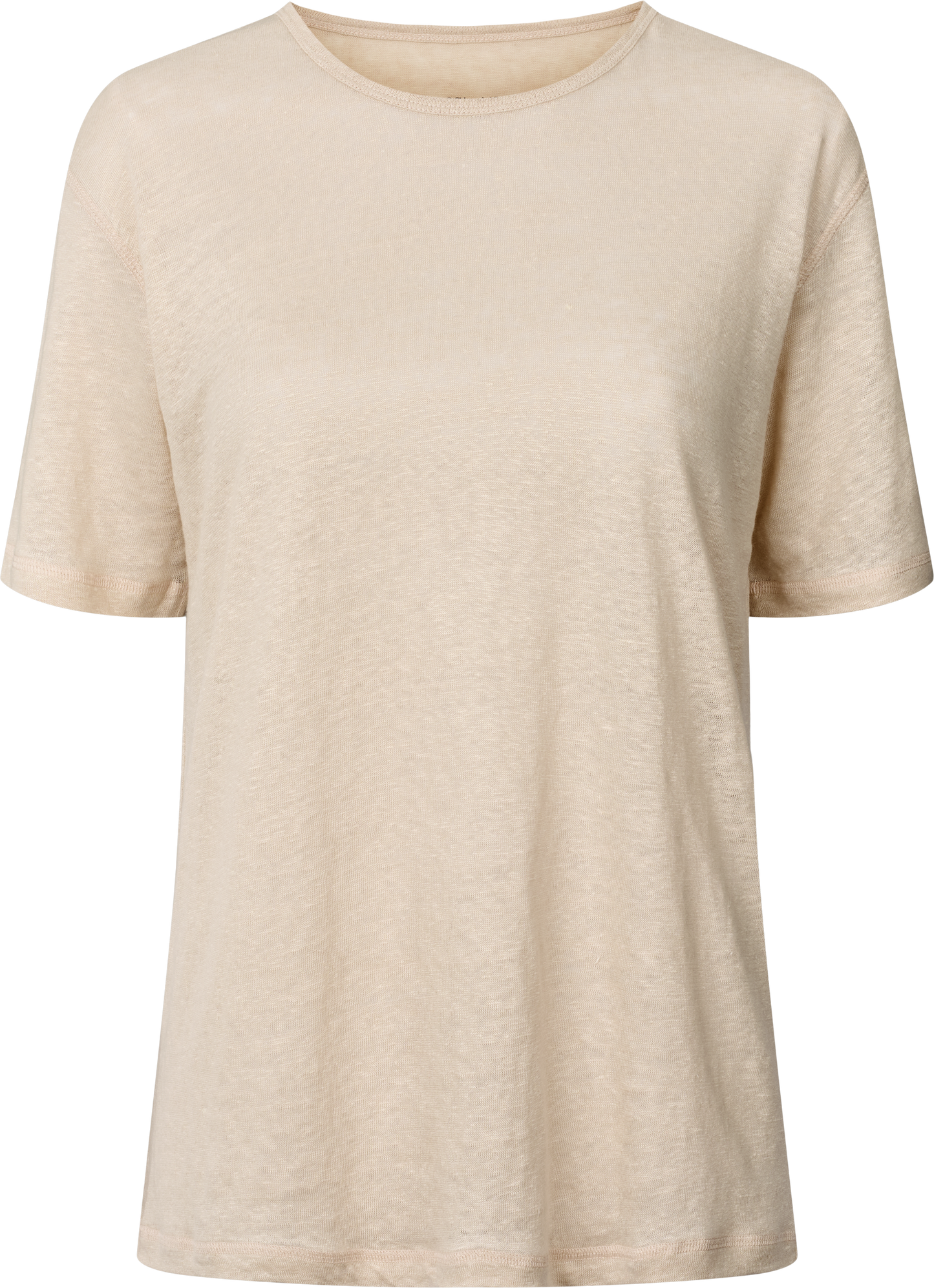 T-shirt in lino a maniche corte girocollo grigio antico
