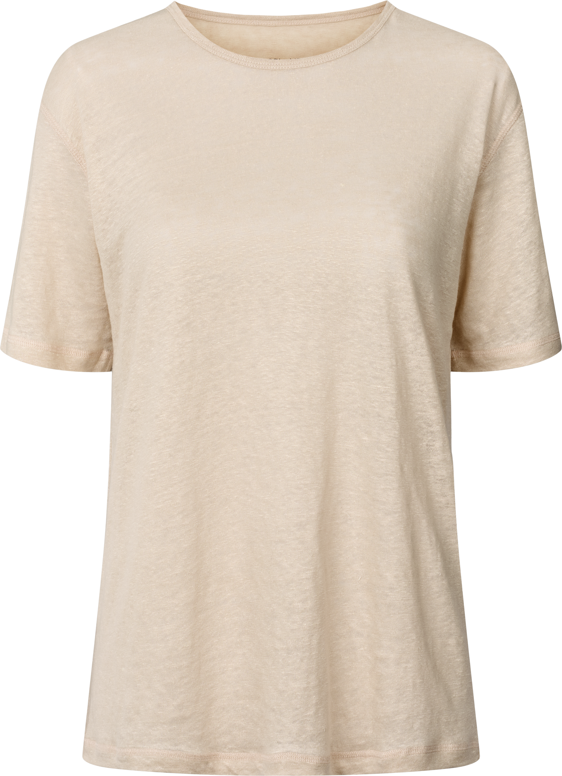 T-shirt in lino a maniche corte girocollo grigio antico