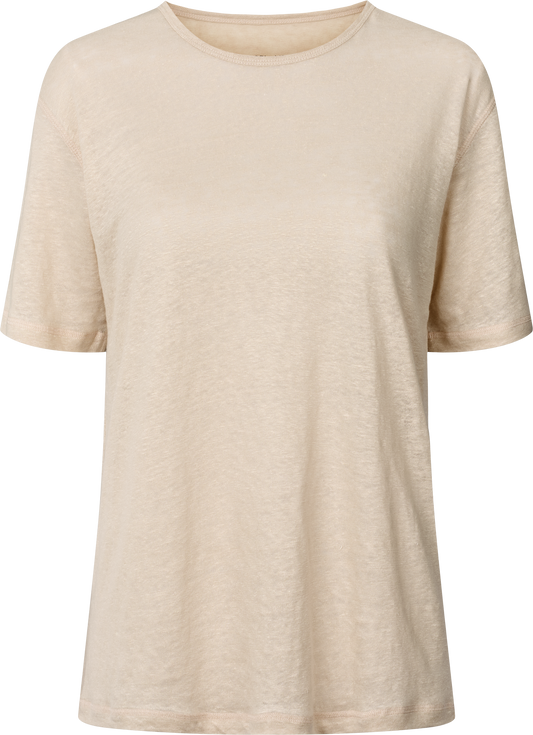 T-shirt in lino a maniche corte girocollo grigio antico