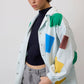 Giacca in gabardine con toppe colorate