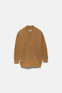 Maglione in lana a tinta unita con scollo a V