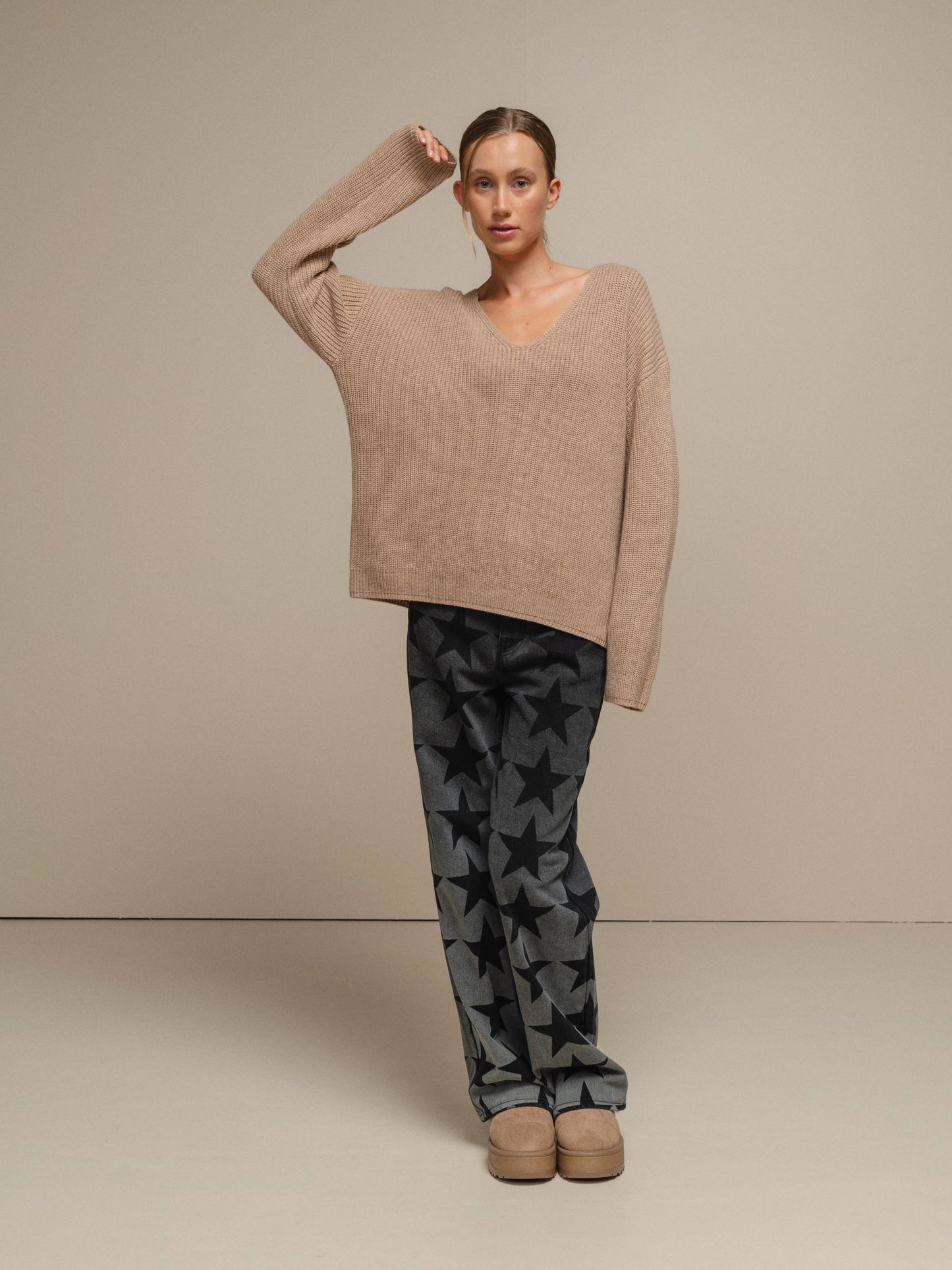 Maglione in maglia con scollo a V