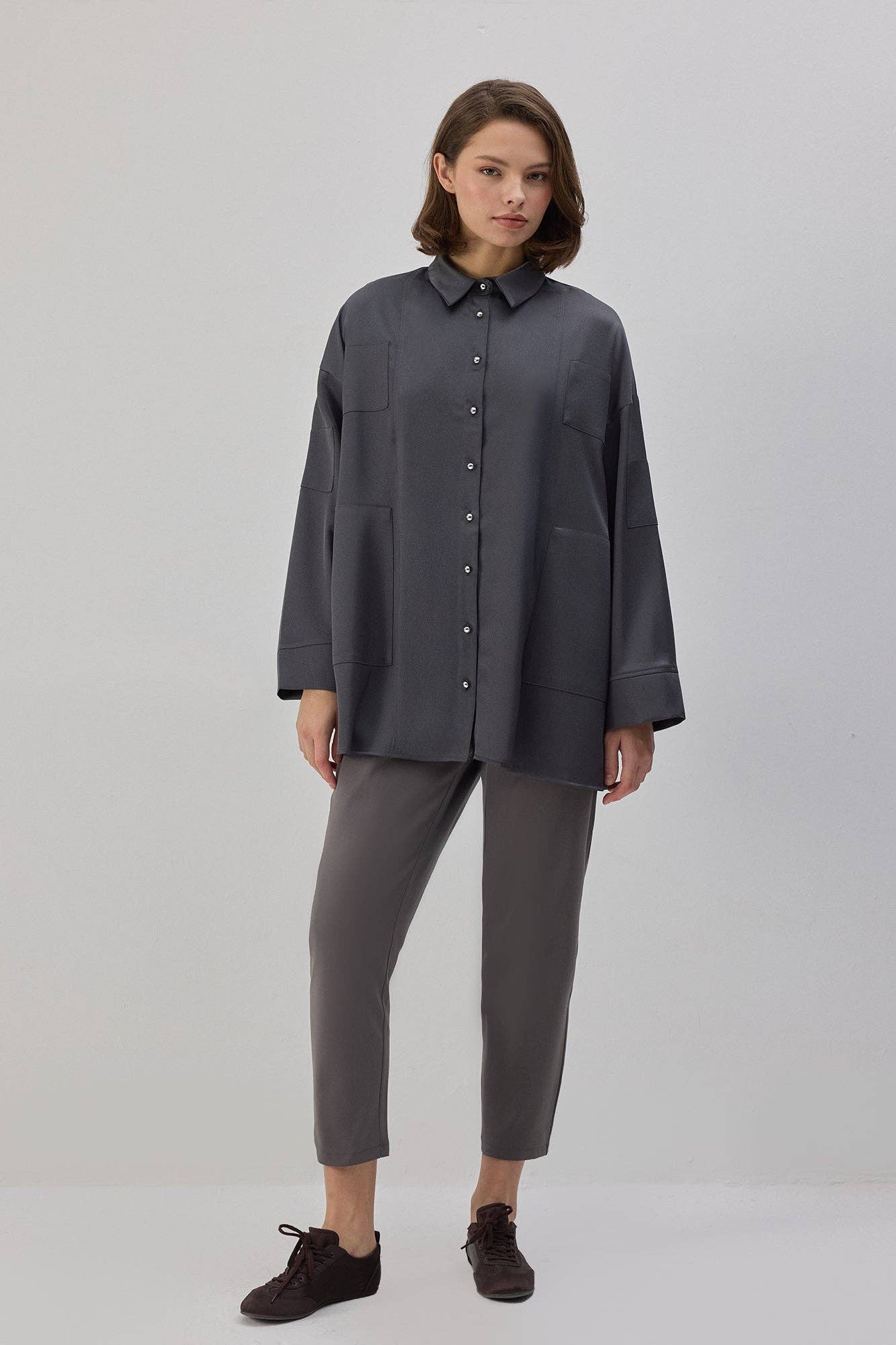 Camicia oversize in raso