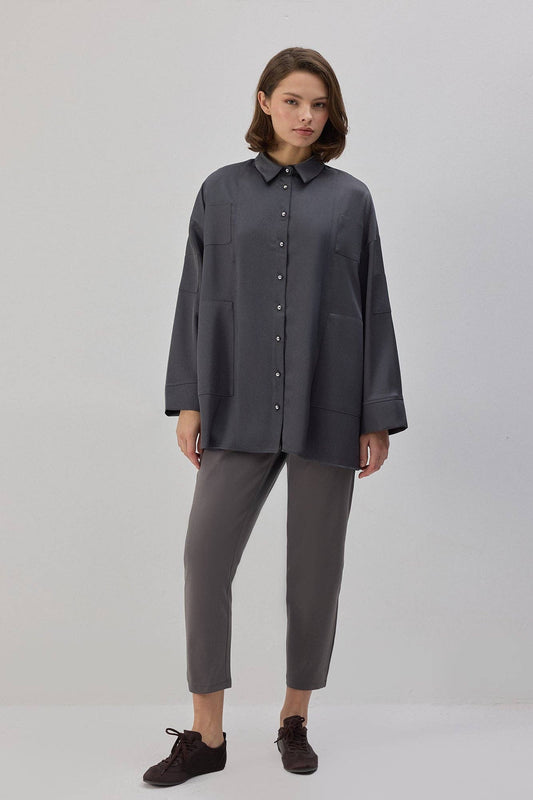 Camicia oversize in raso