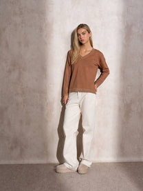 Maglione in maglia lurex con scollo a V