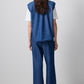 Gilet denim senza maniche oversize con bottoni