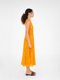 Abito midi in pizzo arancione Loki