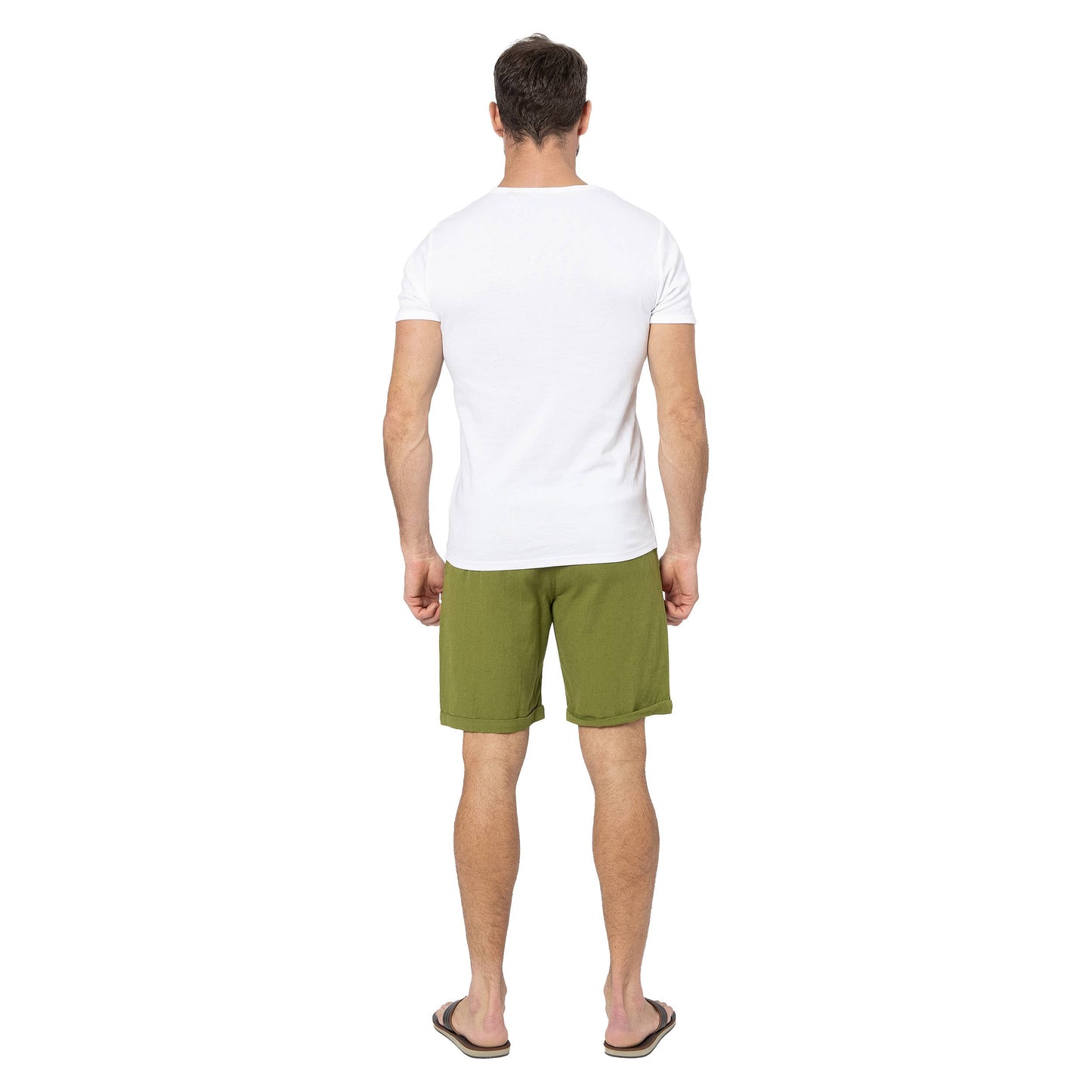 Pantaloncini estivi uomo in misto lino verde