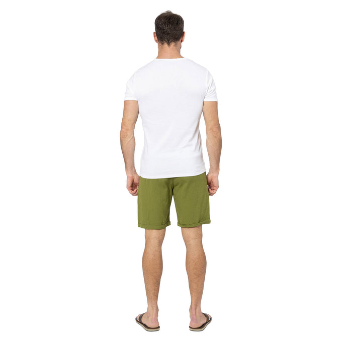 Pantaloncini estivi uomo in misto lino verde