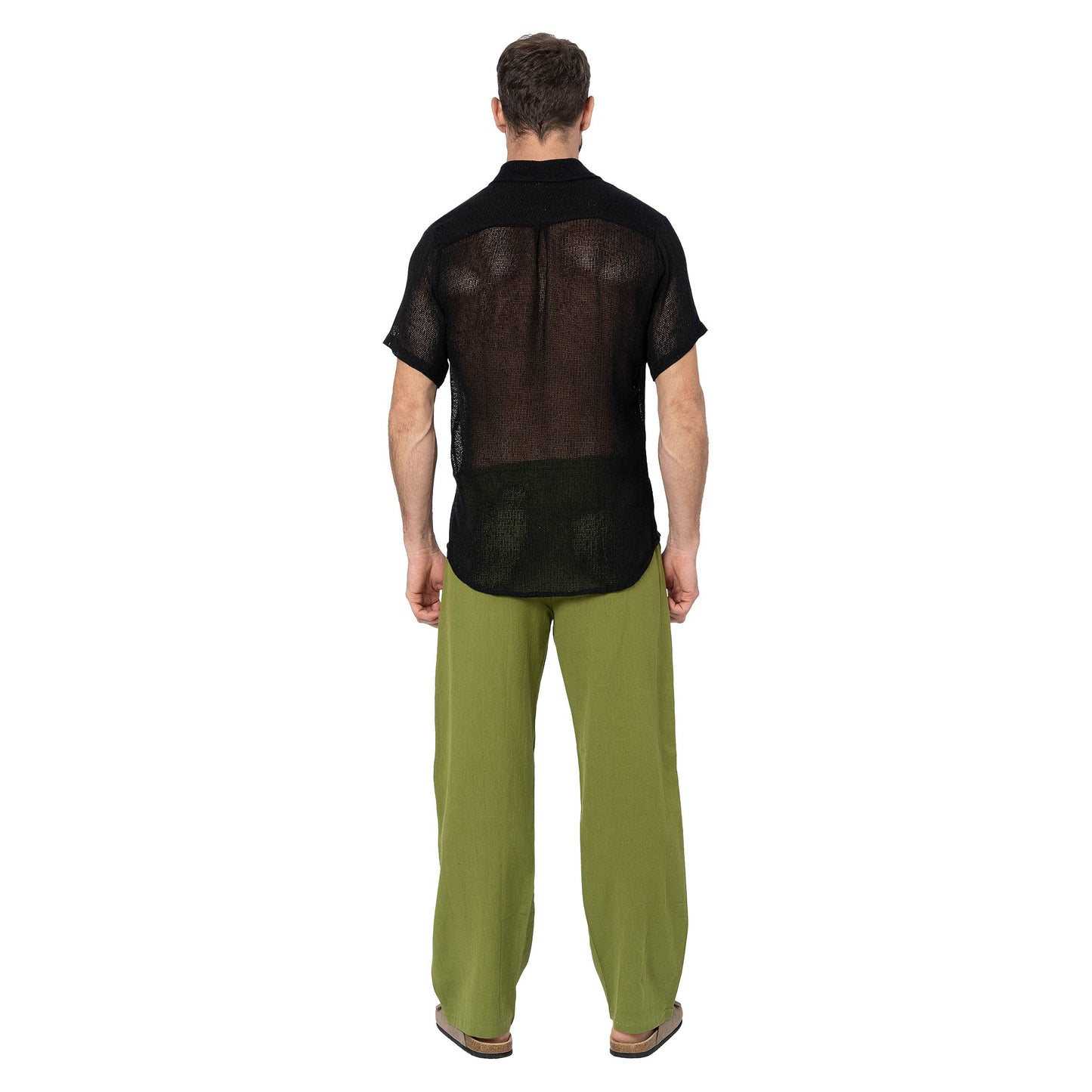 Camicia estiva a maniche corte in cotone nero