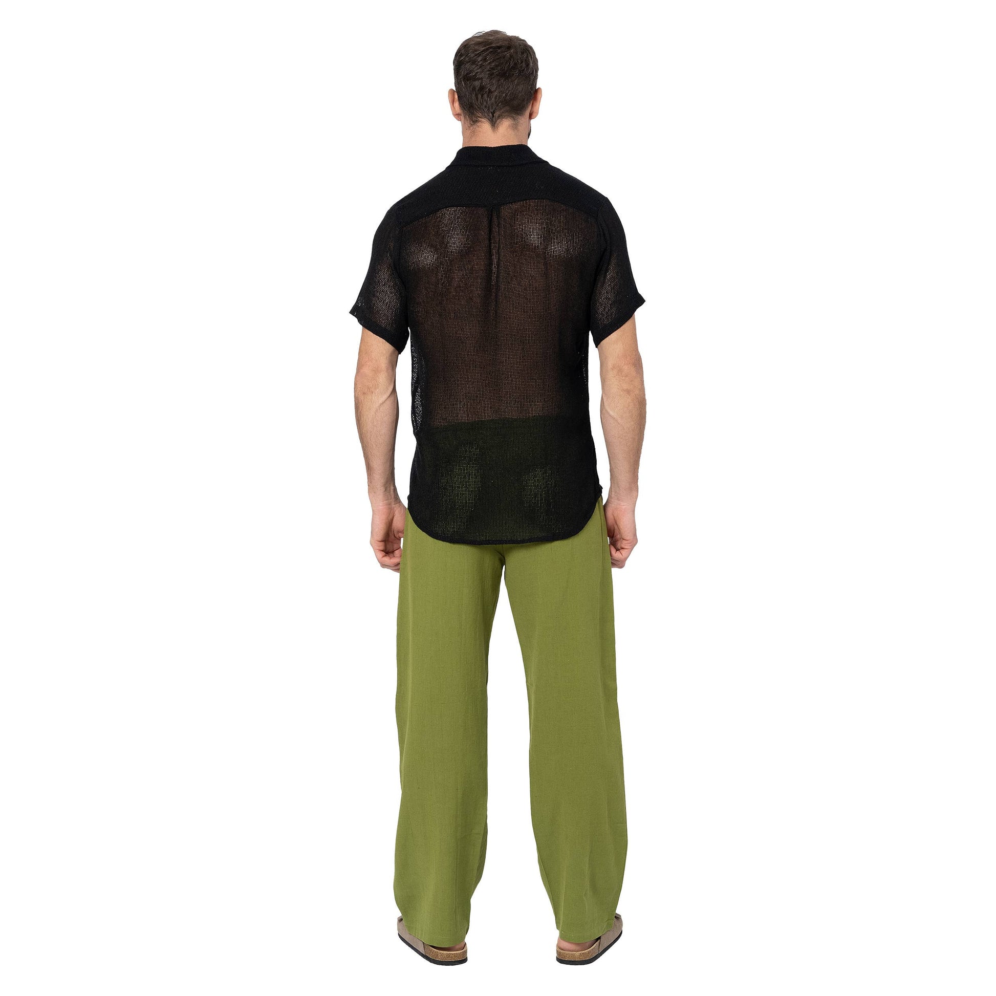 Camicia estiva a maniche corte in cotone nero