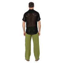 Camicia estiva a maniche corte in cotone nero