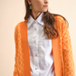 Cardigan aperto in rete di viscosa