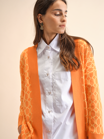 Cardigan aperto in rete di viscosa