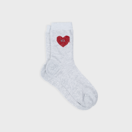 Calzini in cotone pettinato con cuore glitter rosso