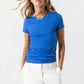 T-shirt basic in cotone elasticizzato blu