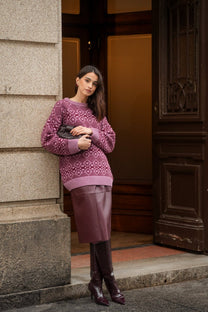 Maglione jacquard geometrico in lana