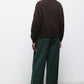 Pantaloni ampi in velluto a coste verde scuro