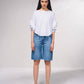 Blusa fluida con maniche a volant plissé