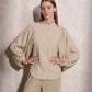 Blusa con maniche a palloncino e collo arricciato