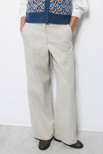 Pantaloni palazzo in cotone con tasche e vita elasticizzata